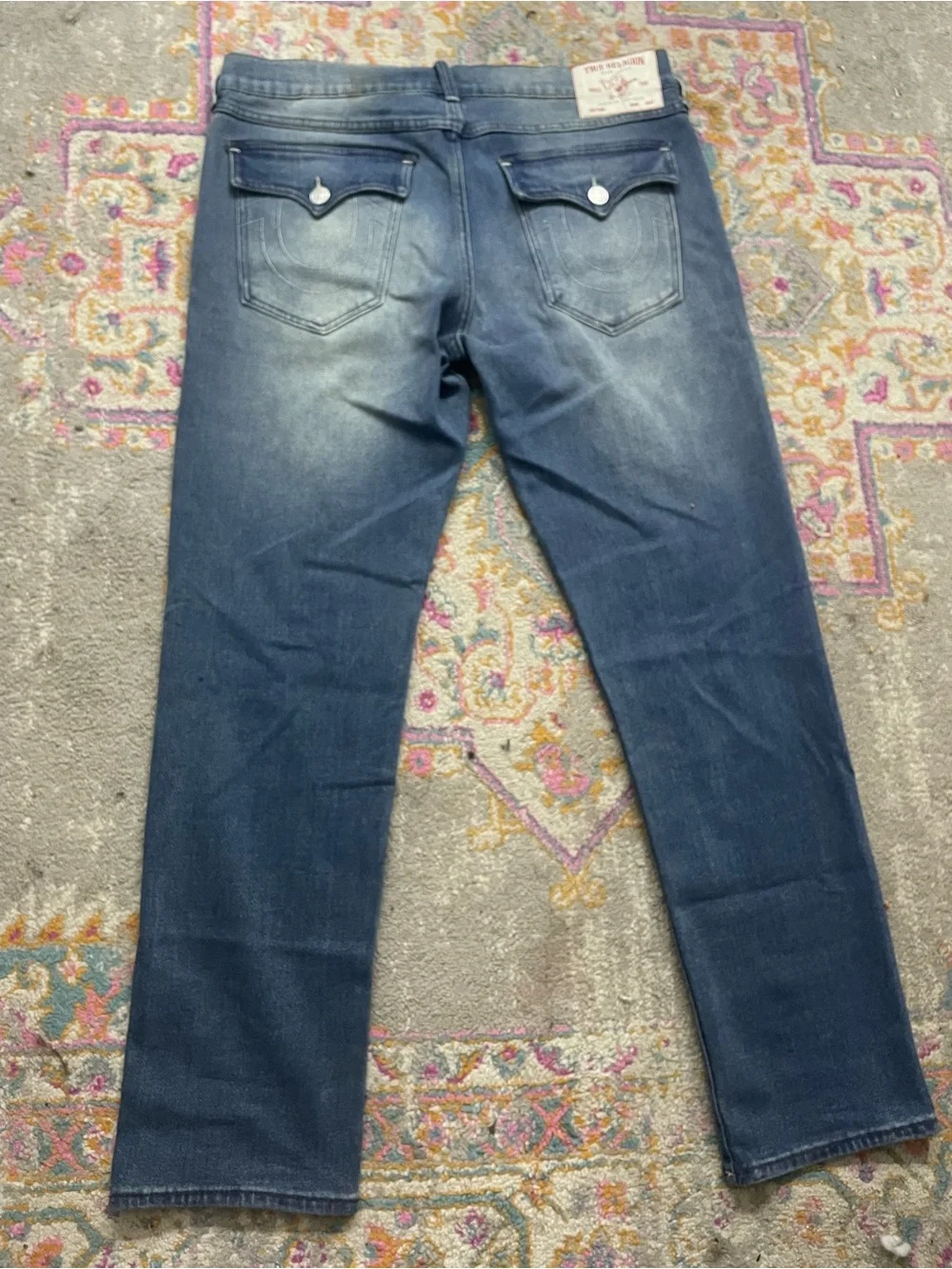 True Religion Men's Faded Blue Straight Jeans